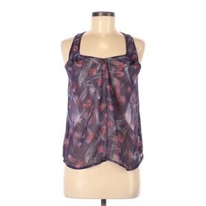 Kirra sheer purple feather paint print sheer tank